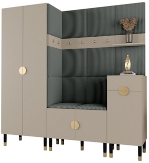 ABIKS MÖBEL Kompaktgarderobe PALERMO Set 1 Garderobe mit gepolsterten Paneelen, Industriell Design