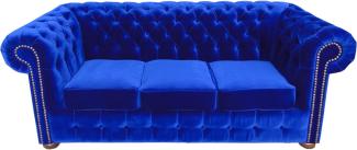 Casa Padrino Chesterfield 3er Sofa in Royalblau 200 x 90 x H. 78 cm