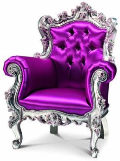 Casa Padrino Luxus Barock Kindersessel Fuchsia / Silber - Barockstil Kinderzimmer Sessel mit Swarovski Kristallglas - Barock Kinder Möbel - Barock Kinderzimmer Möbel - Luxus Qualität - Made in Italy