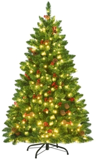 COSTWAY Künstlicher Weihnachtsbaum, mit 300 LEDs, 516 PVC Nadeln, Ständer