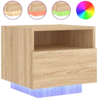 Nachttisch Nachtschrank mit LED-Leuchten Sonoma Eiche 40x39x37 cm