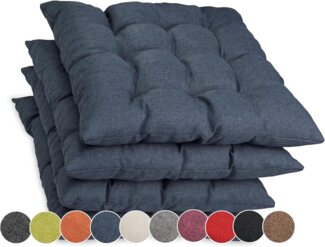 sunnypillow Stuhlkissen 4er Set Stuhlkissen mit Bändern Ontario, Blau