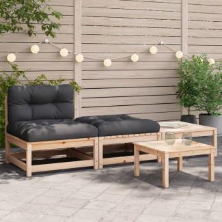 vidaXL Gartensofa ohne Armlehnen mit Kissen und Hockern 838141