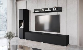 INOSIGN Wohnwand PARIS, Vitrine Türanschlag links/rechts wechselbar, (Komplett-Set, 3-St), grifflose Design, stehend und hängend montierbar