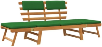 vidaXL Gartenbank mit Auflagen 2-in-1 190 cm Massivholz Akazie 312121