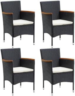 vidaXL Garten-Essstühle 4 Stk. Poly Rattan Schwarz 310566