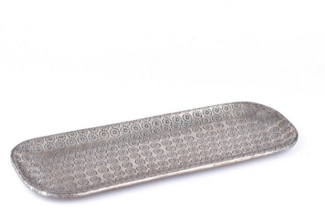 Marrakesch Orient & Mediterran Interior Dekotablett Orientalisches Dekotablett Serviertablett Jabar Silber 30cm, Handarbeit