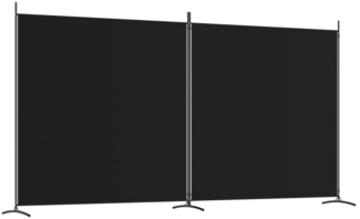 vidaXL 2-tlg. Paravent Schwarz 348x180 cm Stoff 350277