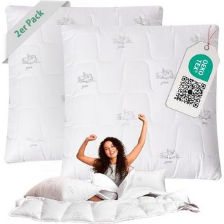 SEI Design Kopfkissen Kopfkissen [ 4-er Pack ] Kissen Mirkofaser Seitenschläferkissen 80x80, Füllung: luxuriöse Mikrofaser, Bezug: Mikrofaser gesteppt, Seitenschläfer, Rückenschläfer, Bauchschläfer, Kissen, 4x Kopfkissen, Avegane Alternative zu Daunenk...
