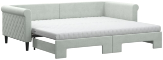 vidaXL Tagesbett Ausziehbar mit Matratzen Hellgrau 90x200 cm Samt 3197795