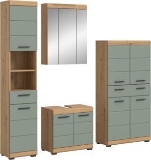 Xonox Scout Badkombination (B/H/T: 186x191x34 cm) in Salbei und Artisan Eiche Nachbildung