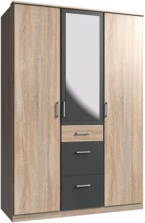 Kleiderschrank >Click< (B/H/T: 135x198x58 cm) in Eiche-Sägerau-Nachbildung