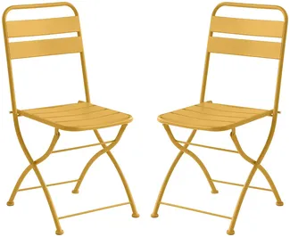 Vente-unique - MIRMANDE Gartenessgruppe Metall Gelb - B 52,5 cm x H 87 cm x L 43 cm