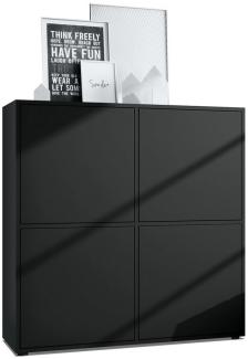 Highboard Cuba V2 Schrank 104 x 105,5 x 35,5 cm Sideboard mit 8 Fächern, Korpus in Schwarz matt / Fronten in Schwarz matt