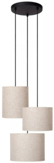 Licht-Erlebnisse Pendelleuchte NEXIO, ohne Leuchtmittel, Stoff Metall H: max. 177 cm B: 46 cm Schwarz Beige E27 3-flammig