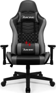 Hiazurm Gaming-Stuhl Gaming Stuhl, Bürostuhl Ergonomisch Wippfunktion bis zu 170° (Gaming Chair mit gepolsterten Armlehnen, 10 cm Höhenverstellung), Verstellbarem Lenden- & Kopfkissen, Gamer Stuhl 150kg Belastbarkeit