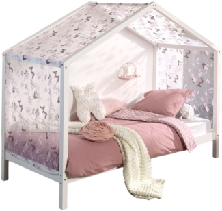 Hausbett mit Textilhimmel Kapua 210x97x170 Massivholz Weiß
