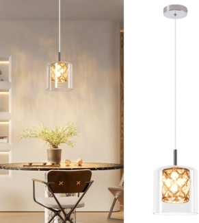 ZMH Pendelleuchte Glas Hängelampe Modern - Hängeleuchte 1 Flammig Nachttisch Pendellampe 120CM Höhenverstellbar G9 Kristall Esstischlampe für Esstisch Schlafzimmer Esszimmer Bar ohne Leuchtmittel