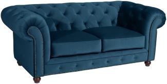 Sofa 2-Sitzer Kathe Bezug Samtvelours Buche nussbaum dunkel / petrol 22488