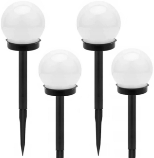 VERK GROUP LED Solarleuchte 4er LED Solar Gartenleuchte Kugel Set Solarleuchte Außen Garten Lampe