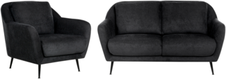Sofa Set 3-Sitzer EIBY Chenillegewebe Schwarz