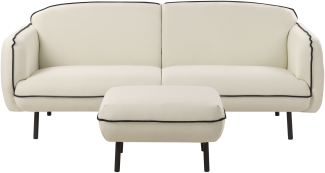 3-Sitzer Sofa hellbeige schwarz mit Ottomane TONSBERG