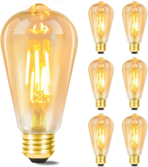 ZMH 6x LED Vintage Edison Glühbirne E27 4W Retro Glühlampe ST64 Leuchtmittel LED Filament Dekorative Lampen 2700K Warmweiß Licht Antike Beleuchtung für Haus Café Bar Restaurant