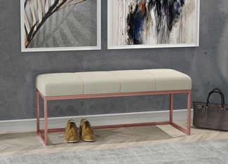 AX LIVING Sitz Bank Acciarolli 90cm – Beige, kupferfarbe Metallgestell