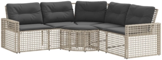 vidaXL Gartensofa in L-Form mit Kissen und Fußbank Hellgrau Polyrattan 365898