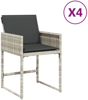vidaXL Gartenstühle mit Kissen 4 Stk. Hellgrau Poly Rattan 365005
