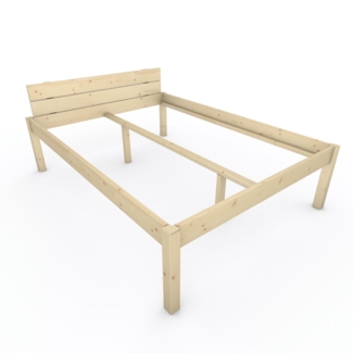 Pfostenbett "metallarm" Fichte Holzbett "Daybett" 160 x 220cm 58cm Doppelbett