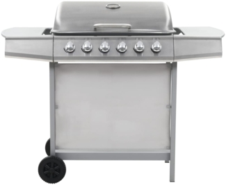 vidaXL Gasgrill mit 6 Flammen Edelstahl Silbern 44283