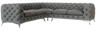 S-Style Möbel Ecksofa Chesterfield Kalina mit Silber Metall Füßen, mit Wellenfederung