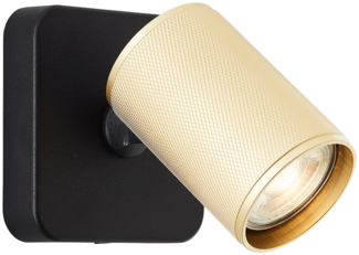 Brilliant Marty LED Wandspot – Schwenkbarer GU10 Wandstrahler, dimmbar bei warmweißem Licht, inkl. LED Leuchtmittel, 345 Lumen, sand schwarz/matt gold