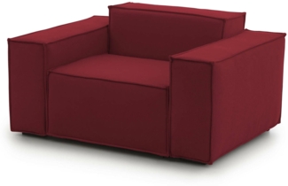 Dmora Rodonite-Sessel, Wohnzimmersessel, 100 % Made in Italy, Relaxsessel aus gepolstertem Stoff, 160 x 95 x 70 cm, Rot