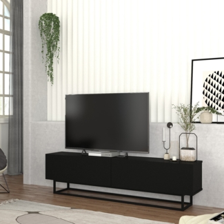 TV-Lowboard Nolven kurzes Gestell 180 x 32 x 47 cm Schwarz [en. casa]