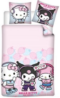 Hello Kitty Bettwäsche Set 140 × 200 cm mit Kissenbezug 65x65 cm