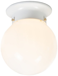 Qazqa Deckenleuchte Scoop, ohne Leuchtmittel, E27, Weiß, Retro, Glas, 1-flammig