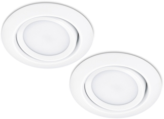 Runder LED Einbaustrahler Decke Doppelpack schwenkbar Weiß matt 5 Watt