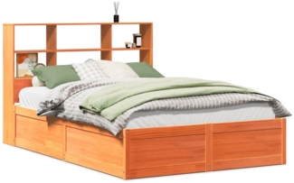 vidaXL Massivholzbett ohne Matratze Wachsbraun 140x190 cm Kiefernholz 3323469