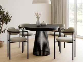 Compleo Esstisch Rund, Säulengestell mit Rillenstruktur DAST, Ausziehbar 100-180 cm