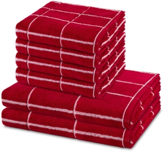 Ross Sensual Skin Karo 6 tlg. Frottier-Set - 4 X Handtuch (50 X 100cm), 2 X Duschtuch (75 X 140cm) - 500 - Vino