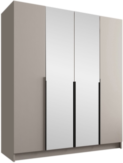 Mirjan24 'Salkor' Drehtürenschrank mit 4 Türen, Laminatplatte, 215 x 58 x 200 cm, Cashmere / Schwarz, mit Spiegel