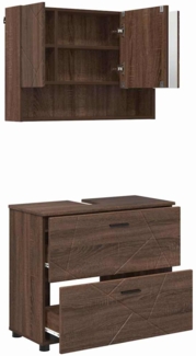 vidaXL Badezimmermöbel-Set mit Schubladen 2 pcs Braun Eichen-Optik 3393020