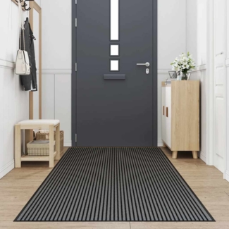 vidaXL Fußmatte Streifen Schwarz und Grau 115x300 cm 4105598