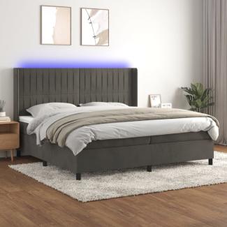 vidaXL Boxspringbett mit Matratze & LED Dunkelgrau 200x200 cm Samt, Härtegrad: H2 [3139704]