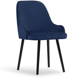 Micadoni Samtstoff Stuhl Flint | Bezug Royal Blue | Beinfarbe Black Beech Wood