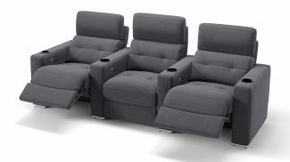 Sofanella BARI Heimkino 3-Sitzer Stoffbezug Sofa in Dunkelgrau