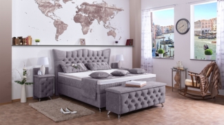 Meisterbetten Boxspringbett Rixi 140x220 in DS-Grau, Matratzenbezug Optiflex, Ergoflex-Topper