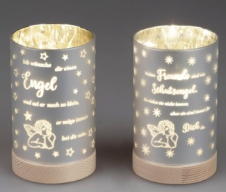 formano Nachttischlampe Sprüche, mit Timer, Silber, Motiv: Engel